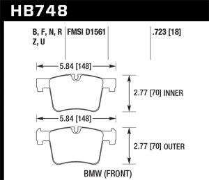 BMW 4 Series Brake Pads - Front - Hawk Performance - HP Plus - 2014